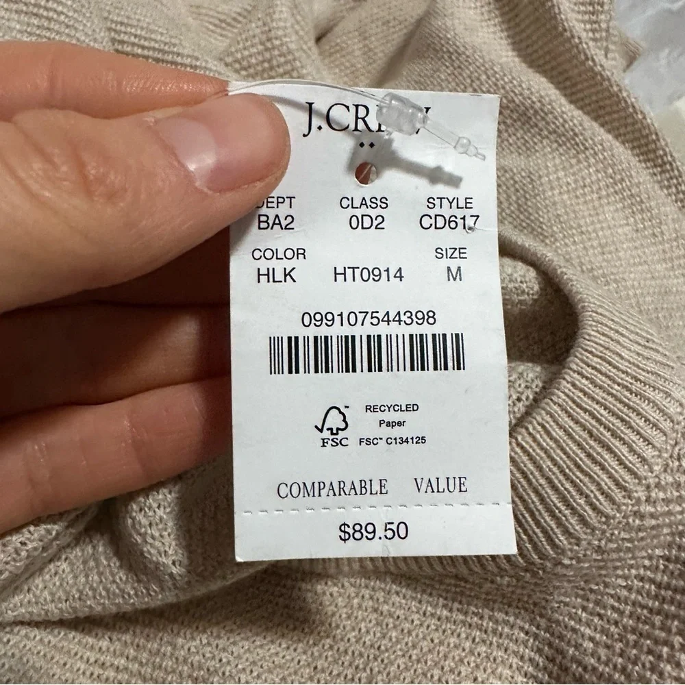J crew heather light khaki Cotton seed-stitch crewneck sweater